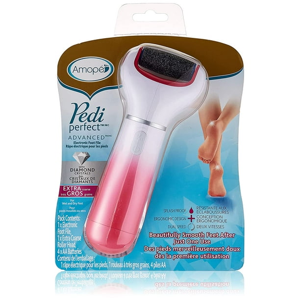 Amope Pedi Perfect Advanced Electronic Dry Foot File with Diamond Crystals for Feet, Removes