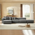 thumbnail image 2 of 155" Sectional Modular Sofa, Modern L-Shaped Corduroy Upholstered Deep Seat Corner Sofa 4-Piece Set with Reversible Chaise, Minimalist Style Couch for Living Room, Apartment, Office, Gray, 2 of 7