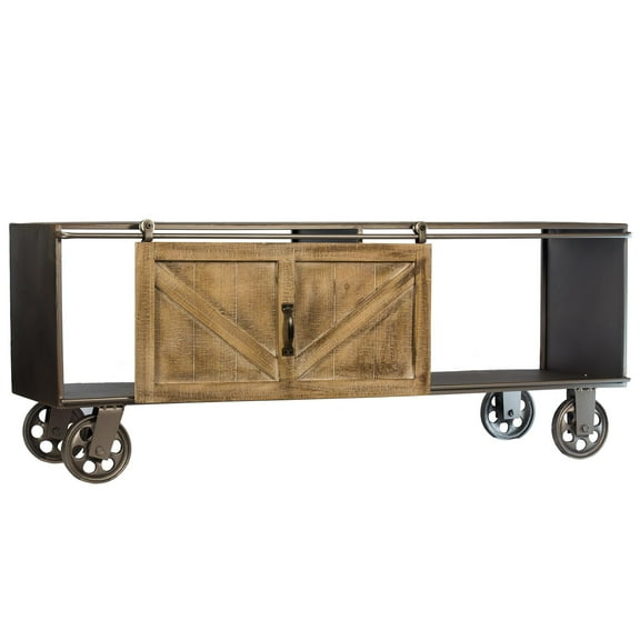 American Art Decor Metal Cabinet Credenza Wood Barn Door - 19" x 48"