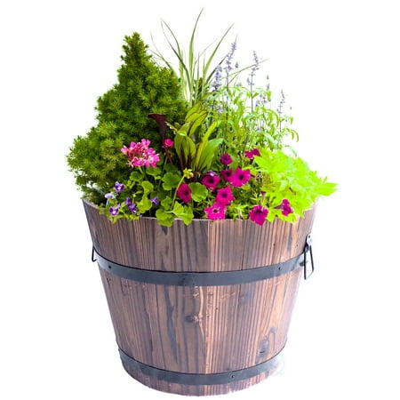 - Extra Large Wooden Whiskey Barrel Planter, 15