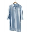 thumbnail image 4 of WXLWZYWL Womens Button Down Shirt Dresses with Pockets Cotton Button Up Tunics Long Sleeve Solid High Low Blouse Tops, 4 of 5