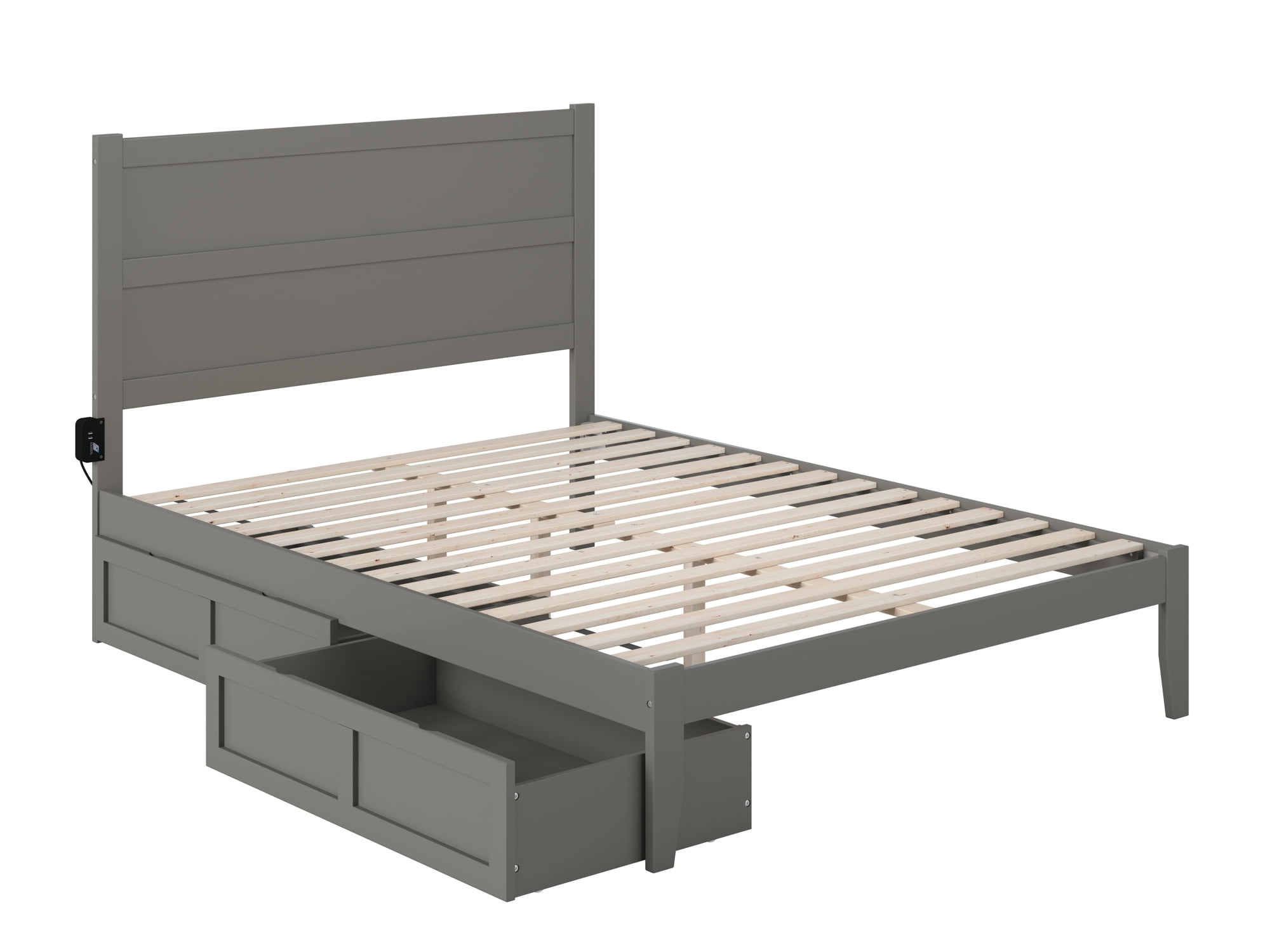 AFI NoHo 14" Queen Wood Platform Bed Frame with Set of 2 Storage Drawers, Grey