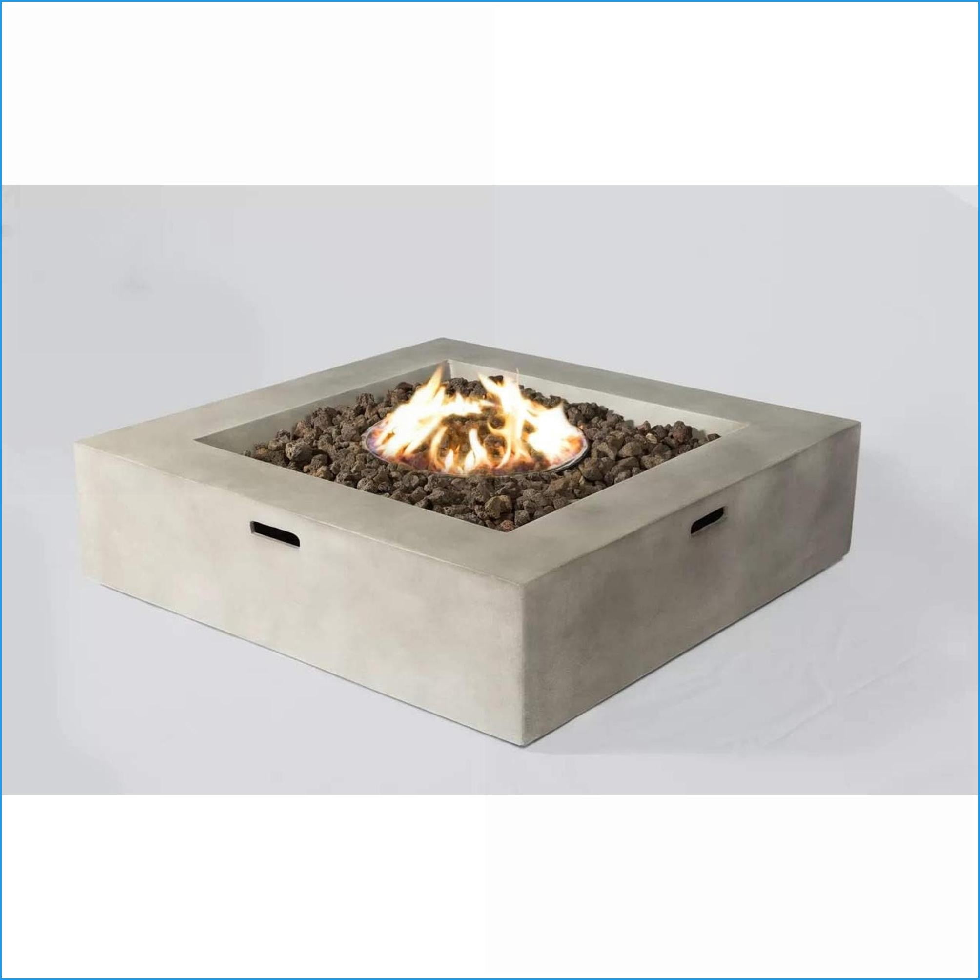 Outdoor Stoves | fogón al aire libre | 12" H Modern Concrete Fire Pit Table for Patio Backyard | Hidden Tank Storage | Concrete