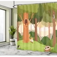 thumbnail image 4 of Ambesonne Hedgehog Shower Curtain, Cartoon Forest Landscape, 69"Wx70"L, Lime Green and Pale Caramel, 4 of 4