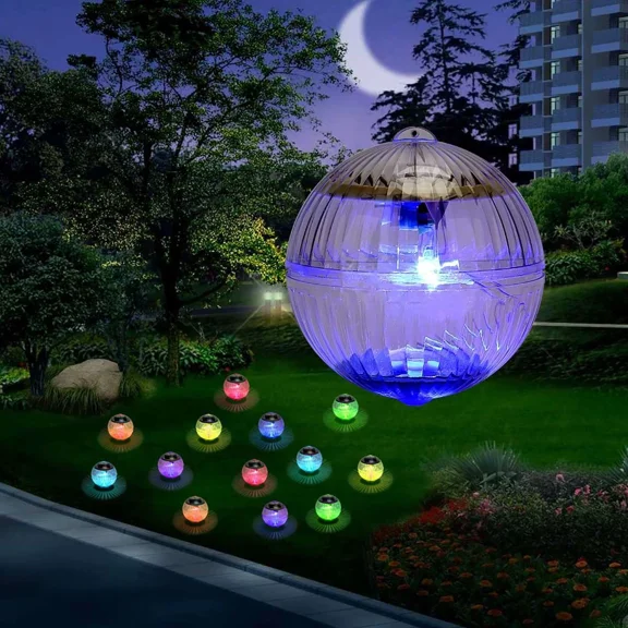 PURELY- Solar Led Floating Light Garden Outdoor Pond Pool Lamp Rotating Rgb Color New