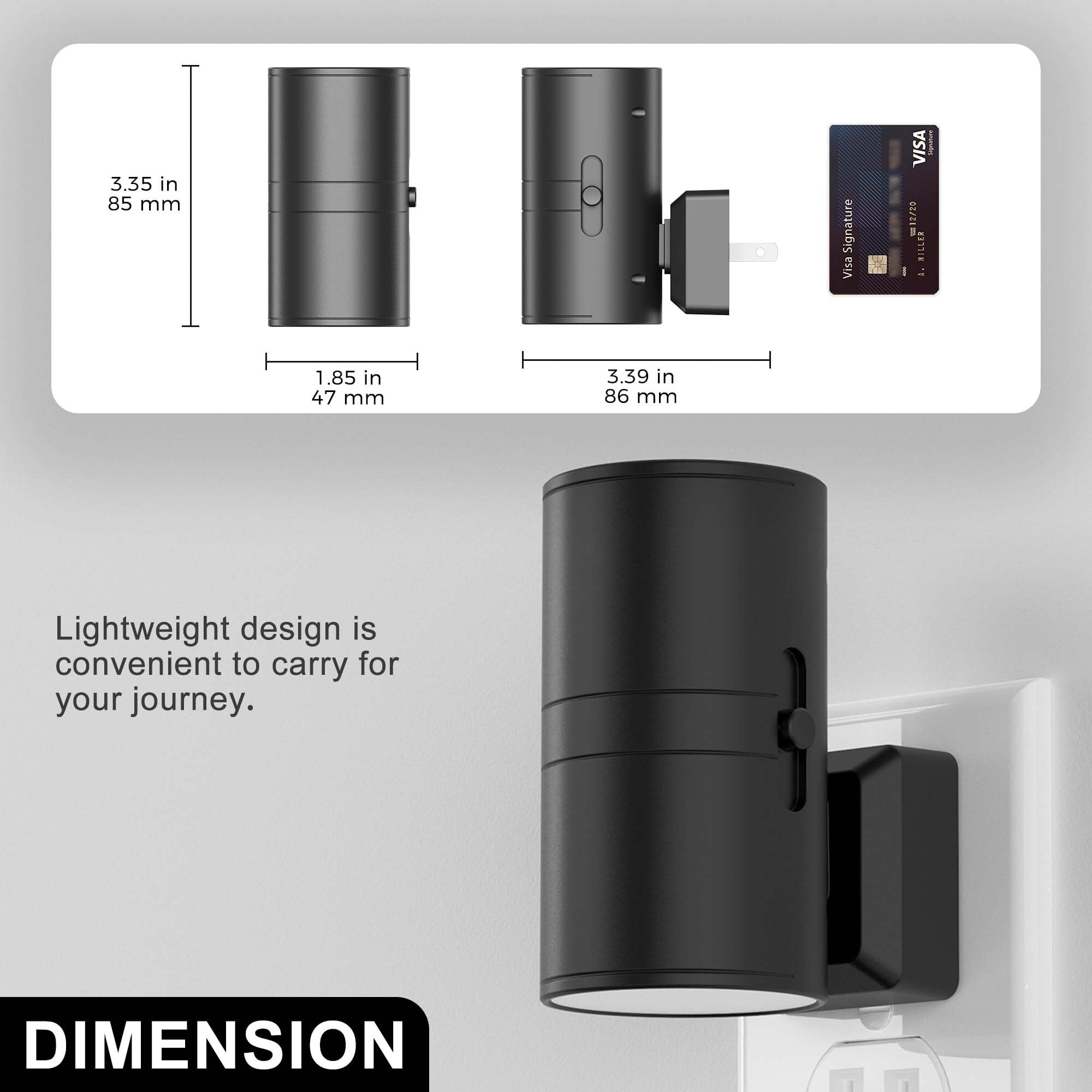 YANSUN 2-Pack 1-Watt Integrated LED Plug-In Cylindrical Wall-Like Night Light, Blue 5000K with Sliding Dimmer, Auto Dusk to Dawn Sensor, for Bedroom, Hallway, Nursery