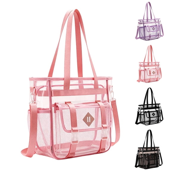 bravefron Transparent Tote Bag Clear Beach Bag Dry Wet Separation Large Capacity Travel Concert Seaside Tote Bag