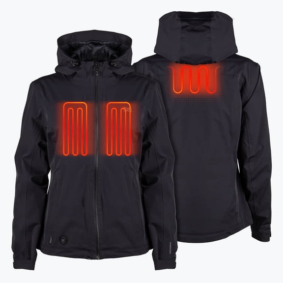 Mobile Warming Guardian LX Heated Jacket for Women, 15,000mm Waterproof Taped-Seam Shell, Hooded, Three Heat Zones