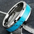 thumbnail image 6 of Tungsten Carbide Rings for Men Wedding Bands for Him 8mm Turquoise Center, 6 of 7