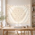 thumbnail image 5 of Floral Mandala with Lace Patterns Against a Pale Ivory Background, Romantic Boho for Flower Lovers, Botanical Wall Art Decor, Mother's Day Gift, Tapestry Wall Hanging for Bedroom and Living Room, 5 of 7
