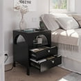 thumbnail image 4 of Algherohein Modern LED Nightstand with Charging Station,2 Drawers Open Shelf Bedside Table for Bedroom,Black,Adult,Sturdy Wood, 4 of 12