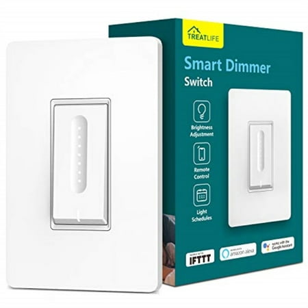 

smart dimmer switch treatlife wifi light switch for dimmable led/halogen/incandescent bulbs compatible with alexa google assistant/ifttt remote control single-pole neutral wire required