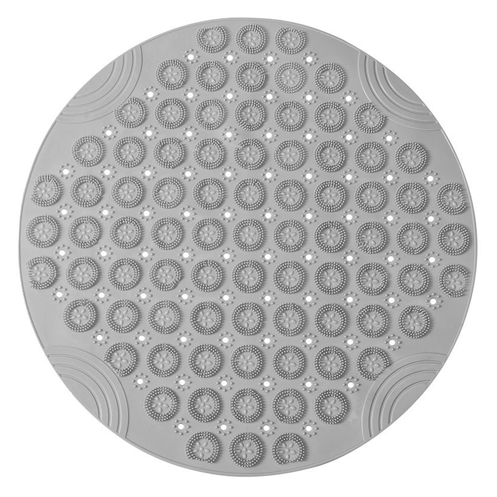 MATHOWAL Bathroom Mat Antislip Sucker Round PVC Bath Mat with Drain