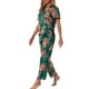 thumbnail image 4 of Conjunto de pijama de satén para mujer INSPIRE CHIC, top de seda con mangas cortas y pantalones, 2 piezas, pijamas XS verde-naranja, 4 of 6