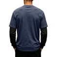 thumbnail image 5 of Men's Fake 2-Piece Layered Solid Shirts Casual Pullover Light Blue 3XL, 5 of 6