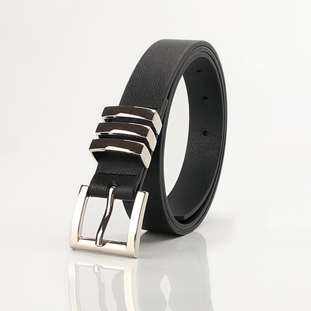 Cinturón de cuero PU Macarena con hebilla decorativa para mujer 105 cm Negro