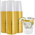 thumbnail image 1 of 20 Pieces Disposable Wine Cups 14oz Transparent Hard Plastic Rimmed Plastic Cup Birthday Wedding Party Champagne Cups, 1 of 5