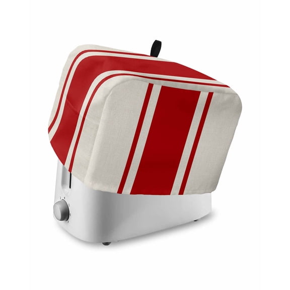 Red Vintage Small Toaster Cover 2 Slice, Kitchen Appliance Covers, Geometric Stripes Simple Lines Toaster Oven Cover with Loop, Bread Machine Cover Polyester Dust Cover Protection