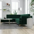 thumbnail image 5 of Allora Mid-Century Tufted Cushion Back Velvet left-facing Sectional in Green, 5 of 5