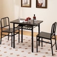 thumbnail image 1 of Gymax 3-Piece Rectangular Dining Table&Chairs Set Wooden Breakfast Nook w/Storage Rack Gray & Black, 1 of 10