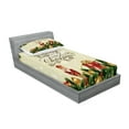 thumbnail image 2 of Ambesonne Christmas Fitted Sheet & Pillow Sham Set, Noel Ribbons, Twinxl, Multicolor, 2 of 2