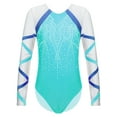 thumbnail image 3 of TTAO Toddler Girls Gymnastics Ballet Dance Unitard Long Sleeve Leotard Activewear Fitness Clothing 6-16 Years Blue Green 16, 3 of 5