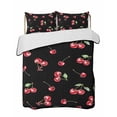 thumbnail image 2 of Quilts Twin XL Size, Cherry Rustic Soft Comforter Bedding Set for Bed, Spring Summer Tropic Fruit Black Lightweight Quilted Bedspread with Pillow Cover(2 Pieces) for All Season, 68x98 Inch, 2 of 6