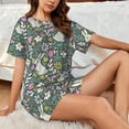 thumbnail image 4 of Balery Retro Bunny Floral Conjunto de Pijama para Mujer con Estampado, Dos Piezas de Manga Corta y Shorts, Ropa de Dormir Suave con Cuello Redondo y Bolsillos-Medium, 4 of 6