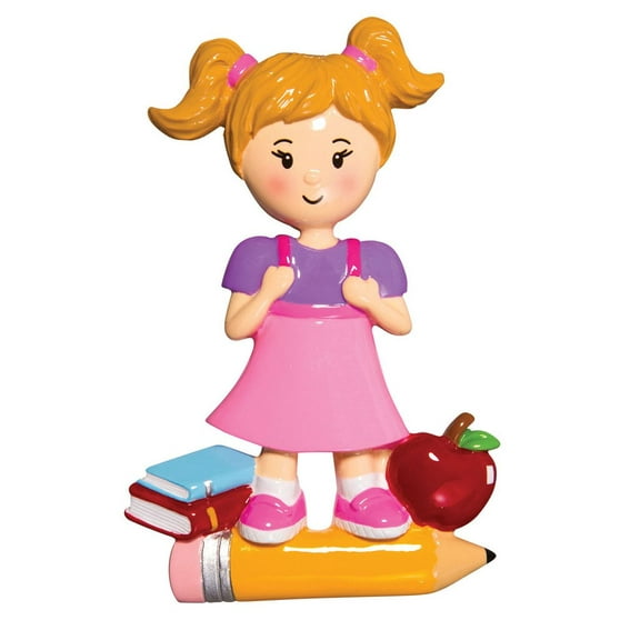 Child First Day of School Girl Personalized Christmas Ornament DO-IT-YOURSELF