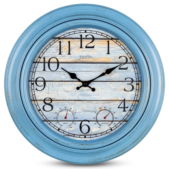 Termómetro higrómetro azul para interiores y exteriores Clock eYotto de 18 pulgadas