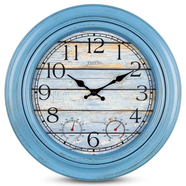Termómetro higrómetro azul para interiores y exteriores Clock eYotto de 18 pulgadas
