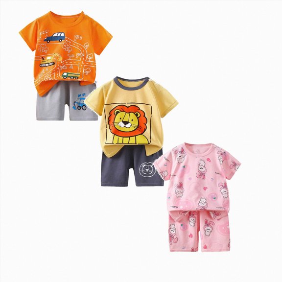 Gerichy Toddler Baby Boy Clothes Boys Summer Outfits 1t 2t 3t 4t 5t 6t Short Sleeve Dinosaur T-Shirt & Shorts Set 6Pcs