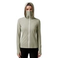 thumbnail image 6 of Women's Loose Fit Long Sleeve Hooded Zipper Solid Color Sun Protection Top Shirt Casual Daily Fashion Shirts | CSEONE,Beige L, 6 of 6