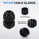 thumbnail image 3 of Paquete de 6 pasacables de nylon NPT 1/4", grommet de cable ajustable a prueba de agua, negro, 3 of 6