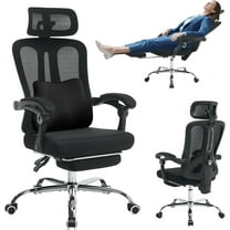 Ergonomic Office Chair with Footrest, High-Back Mesh Gaming Chair with Synchronized Reclining, 3D Adjustable Armrests & Lumbar Support, Swivel Computer Desk Chair for Home Office, Black
