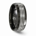 thumbnail image 4 of Solid Titanium Men's Black Titanium Men's Flat Top Beveled Edge 8mm Men's Wedding Band Ring Size 12.5, 4 of 7