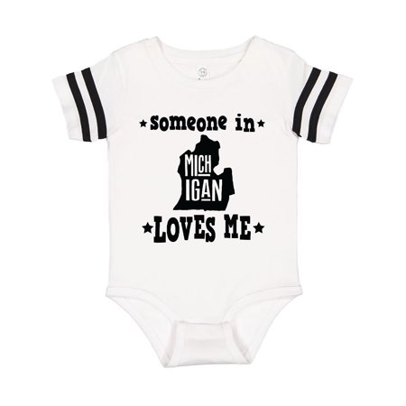 

Inktastic Michigan Travel Gift Someone Loves Me Gift Baby Boy or Baby Girl Bodysuit