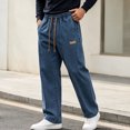 thumbnail image 2 of MYAOYI Mens Comfort Fit Jeans Drawstring Loose Denim Trousers, 2 of 6