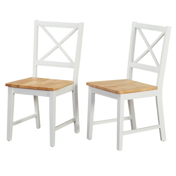 TMS Virginia Indoor Cross-Back Dining Chair, Set of 2, White/Natural