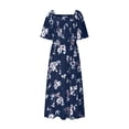 thumbnail image 4 of Mujeres Más Tamaño Manga Larga Tops Floral Impreso V-Cuello Vestido de Manga Corta Casual, Vestido Ligero de la Moda de Verano de Primavera para las Mujeres, 4 of 8