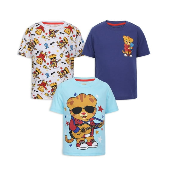 Daniel Tiger's Neighborhood Short Sleeve T-Shirt (Boys), 3 Pack, Sizes 2T-7