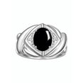 thumbnail image 3 of RYLOS Bagues pour Femmes Bague en Or Blanc 14K XOXO Câlins et Baisers Bague Pierre Précieuse 9x7 mm et Diamant Cabochon Onyx Bijoux pour Femmes Taille 7, 3 of 7