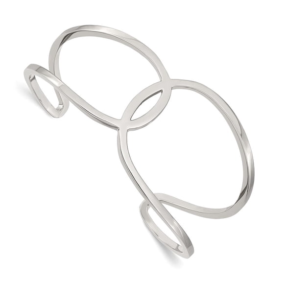 White Stainless Steel bracelet Cuff Flat 33.97 mm Polished Bangle