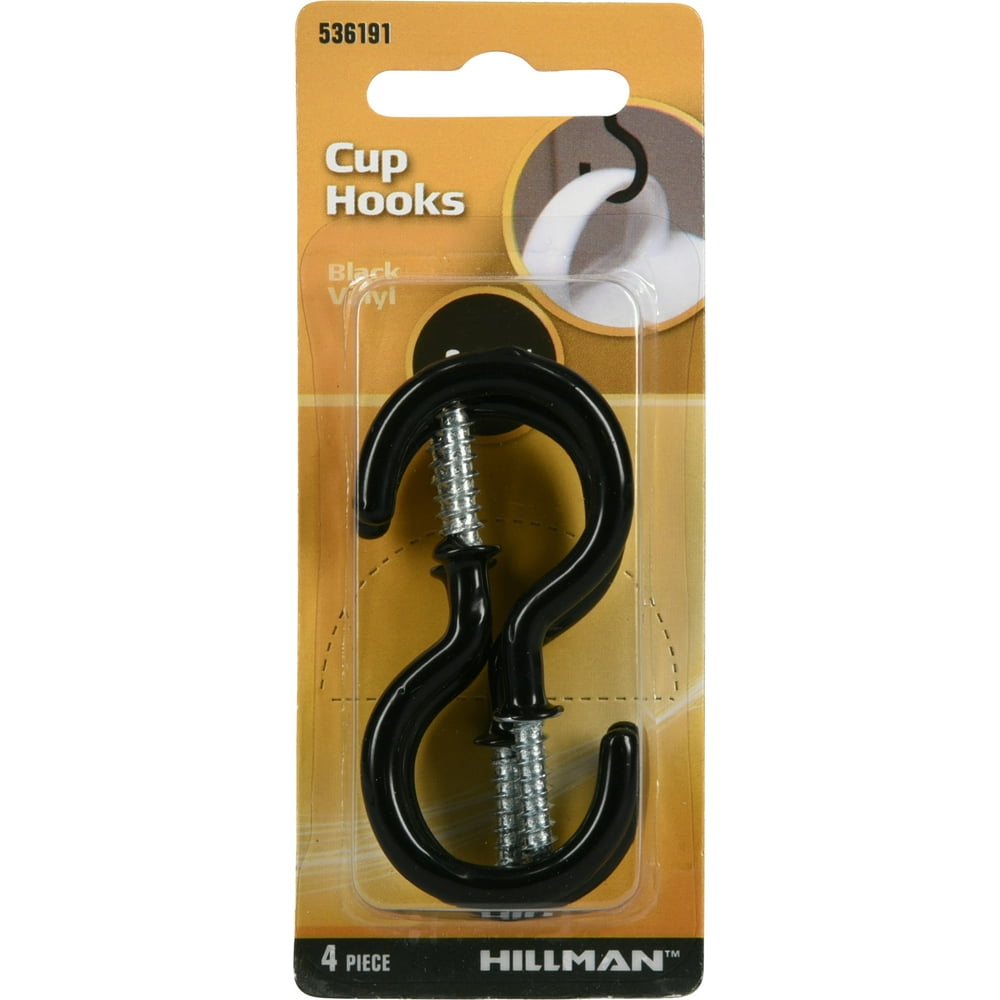 Hillman 536191 Cup Hooks, Screw Hooks, Black Vinyl Finish (21/4") 4