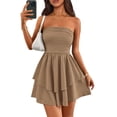 thumbnail image 1 of Vestido PRETTYGARDEN para mujer, verano 2025, sin tirantes, color caqui, 1 of 7