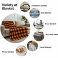 thumbnail image 6 of Throw Blanket for Couch Orange Black Plaid Soft Fleece Flannel Blankets Cozy Lightweight Blanket for Home Sofa Living Room Farmhouse Buffalo Check Bed Throws 60" x 80", 6 of 9