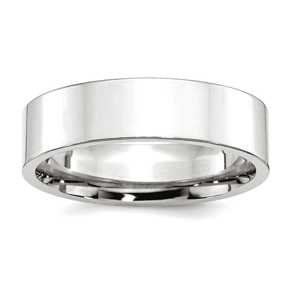 Platinum Solid Polished Flat Band 6mm-Flat Size 10 Wedding-Band Ring - Jewelry Gift for Mom