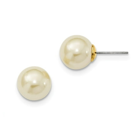 - Surgical steel post Cultura Glass Pearl Button Post Earrings