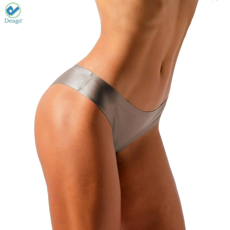 Deago Women Ice Silk G-string Briefs Panties Low Waist Seamless Sexy Thongs  Underwear Lingerie (Coffee, XL) 