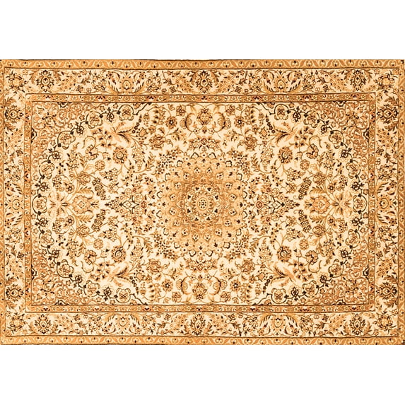 Ahgly Company Indoor Rectangle Medallion Orange Traditional Area Rugs, 5' x 7'